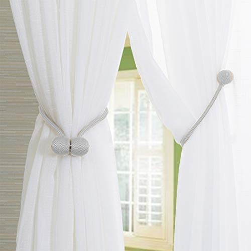 Umikk 6 Pack Magnetic Curtain Tiebacks Drape Tie Backs, Decorative Hooks Holdback Holders for Window Décor (Silver Grey)