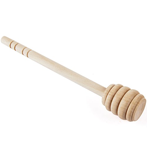 Artcome 55 Pack 6 Inch Wood Honey Dipper Sticks, with Ribbon for Honey Jam Jar Dispense, Mini Individually Wrapped, Wedding Party Favors
