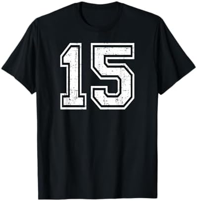 Amazon.com: T-Shirt Number 15 Vintage Fifteen Tee Sport Design T