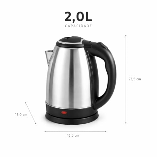 Chaleira Eletrica Inox 2L Desligamento Automatico Base 360 Aquecimento Rapido Cha Cafe Escolha 220V (220V)