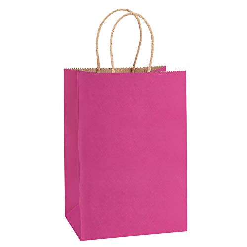 BagDream Small Paper Gift Bags 50Pcs 5.25x3.75x8 Inches Kraft Paper Bags Party Bags Shopping Bags Kraft Bags Pink Paper Bags with Handles Bulk