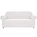 SUBRTEX Sofa 1-Piece Stretch Slipcover Soft Couch Washable Furniture Covers Jacquard Fabric Small Checks(Off-White,Medium), Loveseat/2-seater