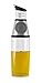 LittleSomething Olive Oil and Vinegar Dispenser - Glass Oil Bottle Non Drip 17 oz - Measuring Oil Pourer for Kitchen - Stainless Steel Silver