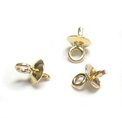 4 pcs 14k Gold Filled 3mm Cup Screwed Eye Pins Bail Pearl Pendant Connector
