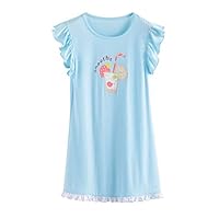 JWWN Kid Girls Summer Princess Nightgown Dress Cotton Short Sleeve PJs Sleepwear,Fruit Syrup 3T