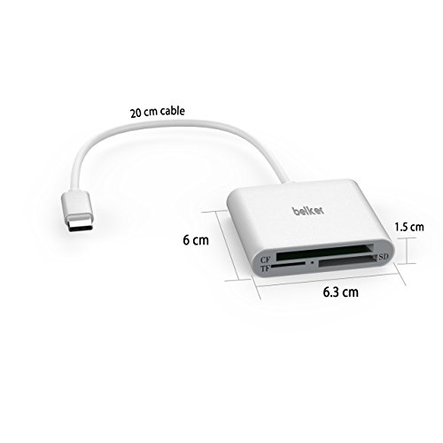 image for USB C to CF Card reader，Belker 3 in 1 Type-C to SD/TF Micro SD/CF Ca