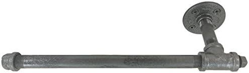 Urban Industrial Decor Pipe Paper Towel Holder Wall Mount (Hammered Pewter)