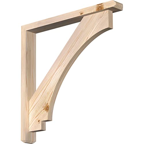 3 1/2"W x 28"D x 28"H Imperial Craftsman Smooth Bracket w/Offset Brace, Douglas…