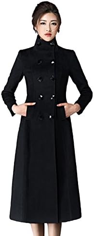Chickle Women's Double Breasted Lapel Walker Long Wool Coat
