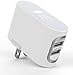 Wall Charger 2 USB Ports with Foldable Plug and SmartIQ Technology for Apple iPhone 6 / 6 Plus, iPad Air 2 / mini 3, Samsung Galaxy S6 / S6 Edge, Nexus, HTC M9, Motorola, LG and More (White)