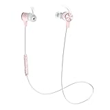 Bluetooth Headphones, TaoTronics Wireless 4.2 Magnetic Earbuds, Snug Fit for Sports with Built in Mic TT-BH07 Pink (IPX6 Waterproof, aptX Stereo, 6 Hours Playtime, cVc 6.0 Noise Cancelling Microphone)