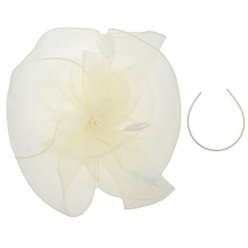 Mwfus Women Girls Mesh Feather Fascinator Wedding Cocktail Tea Party Headband Hairband - Thumbnail 6