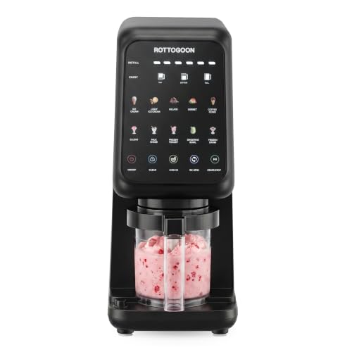 ROTTOGOON Ice Cream Maker with 3 Cups, 10 Programmes for Ice Cream, Sorbet Gelato & Frozen Yogurt, 2-in-1 Flavour Option, Soft Ice Cream Machine for Home with Mix In Function & Automatic Cleaning