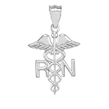 925 Sterling Silver Caduceus RN Charm Registered Nurse Pendant