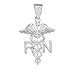 Polished 10k White Gold Caduceus RN Charm Registered Nurse Pendant