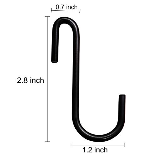 24 Pack Heavy Duty S Hooks Black S Shaped Hooks Hanging Hangers Pan Pot Holder Rack Hooks for Kitchenware Spoons Pans Pots Utensils Clothes Bags Towels Plants