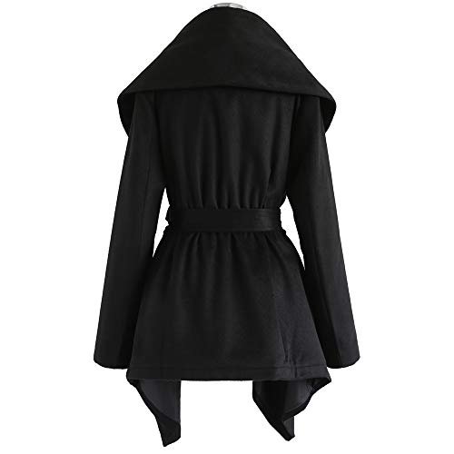 image for Chicwish Women's Turn Down Shawl Collar Open Front Long Sleeve Black A
