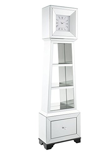 Major-Q 9097048 63" H Modern Glam Style1 Drawer Beveled Mirror Case Frame Wooden Bracket Feet Grandfather Floor Clock - Thumbnail 6