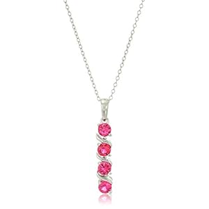 Amazon Collection Sterling Silver Four Stone Pendant Necklace, 18″