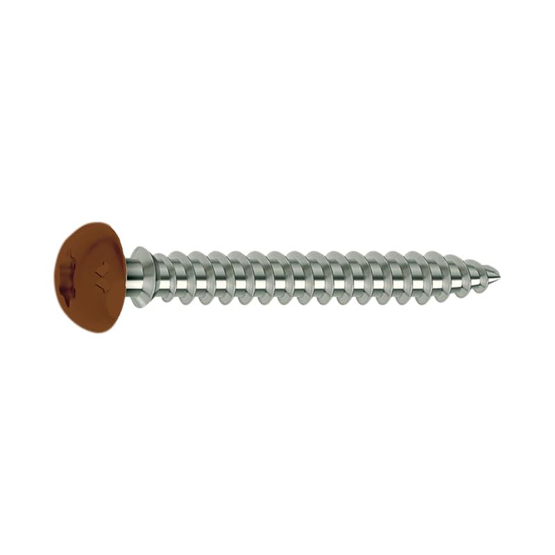 Mustad Framex Screws for PVC - Torx Countersunk Head - Diameter 6 x 70 mm - Box of 100 - Chromiting - Brown Lacquered - SP305A60070034C