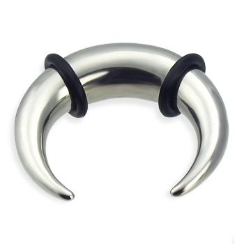 316l Surgical Stainless Steel-black Solid Titanium 16g Crescent Half Moon Black Rubber O-ring Septum Piercing Pincher Ring (Gauge:8)