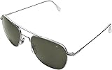 AO Original Pilot Sunglasses, Wire Spatula, Matte Chrome Frame, Green Glass Lenses, 55mm,
