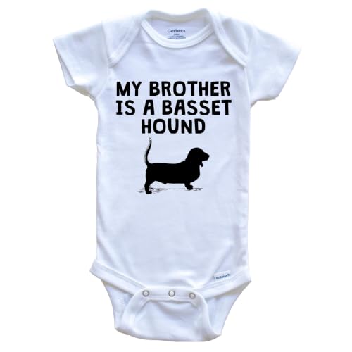 My Brother is A Basset Hound Cute One Piece Baby Bodysuit, 6-9 Months White at Amazon