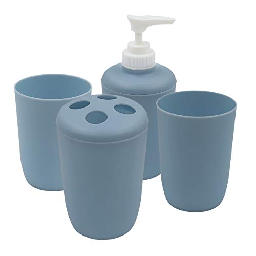 4-Piece Bathroom Set, Accessories Includes Soap Dispenser Pump, Tumbler Cup, Toothbrush Storage, Food Grade Plactic, Multipurpose - Thumbnail 7