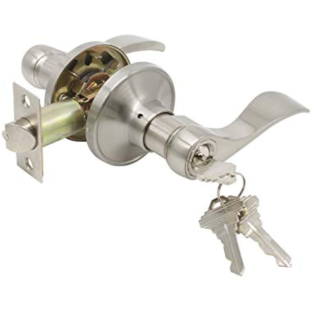 Wave Style Lever Handles Entrance Door Knobs Entry Locks Brushed Nickel - | eBay