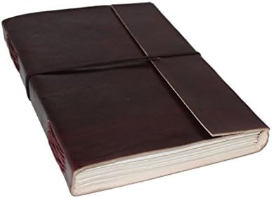 LEATHER JOURNAL Writing Notebook - Antique Handmade Leather Bound Daily Notepad For Men & Women Unlined Paper Medium 9 x 7 Inches