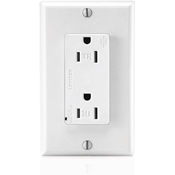 Leviton T5280-W 15 Amp, 125 Volt, Tamper Resistant, Decora Duplex Surge Suppressor Receptacle, Straight Blade, Commercial Grade, Self Grounding, White