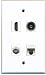 RiteAV - 1 Port HDMI 1 Port Coax Cable TV- F-Type 1 Port Toslink 1 Port Cat5e Ethernet Wall Plate - White