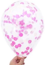 BM AVESTA - Pack Of 15-12" Durable Pink Confetti Latex Balloons, Premium Quality, For Birthday Decorations, Wedding Decorations, Party Decorations,Special For Baby Boys, Filled With Pink Confetti