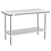 DuraSteel 24x60 Stainless Steel Work Table - NSF Commercial Prep Metal Table - Outdoor Pizza Oven Stand w/Under Shelf - Kitchen Island Laundry Utility Garage Microwave Stand Large Rolling Storage Cart