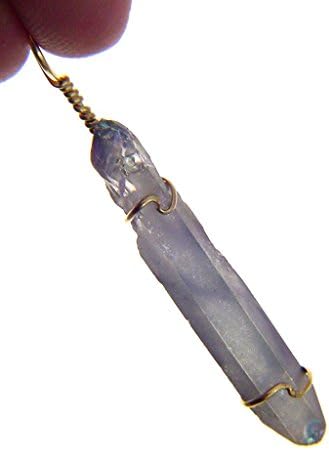 14kt Gold Filled Hand Wire Wrapped Angel Aura Quartz Crystal Pendant with GP Chain Necklace 2988P h