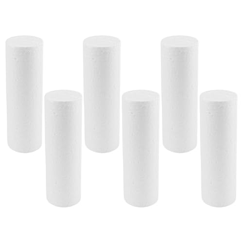 6 Pcs Foam Cylinders, Polystyrene Cylinder Painting, Foam Sticks Modeling for DIY Crafts Chritstmas Ornament