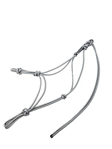 Knotty Girlz Horse Rope Training Halter - 4 Knot from 1/4" Stiff Polyester Halter Cord - Size Rope Most Trainers Use! Weanling, Yearling, Small, Standard, Large, Mule and Draft Sizes (Grey, Draft)