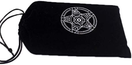 FairyCos Altar Tarot Card Table Cloth Altar Tarot Pouch Divination Wicca Velvet Tapestry (Black Pouch)