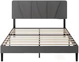Zinus Maya Double Bed Frame with Headboard 4ft6 Upholstered Grey 11.8" view 9