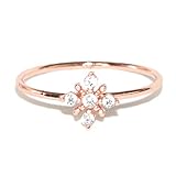 Excelsia Hope 18K Rose/White Gold-Plated CZ Dainty Flower Ring
