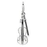 .925 Sterling Silver 3-D Violin Charm Lobster Clasp