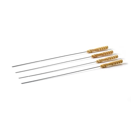 Barbecook Lot de 4 Brochettes Barbecue 43 cm, Acier Inox/Bouleau FSC
