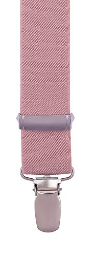 ORSKY Groomsmens' Suspenders Adjustable Y Back with Linen Bow Tie Set 47 Inches Dusty Blush - Thumbnail 3