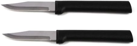 RADACutlery Peeling Paring Knife (W202), 2.5" Stainless Steel Hollow Ground Blade, Made in USA, Black Handle, Pack of 2