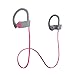 iJoy FS IPX7 Premium Sport Bluetooth Waterproof Earbuds with Noise Cancellation Technology Wireless Waterproof Earphones Waterproof Headphones with Mic and Travel Case (Pink)