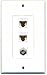 RiteAV Decorative 1 Gang Wall Plate (White/White) 3 Port - 2 x Cat6, 1 x Coax