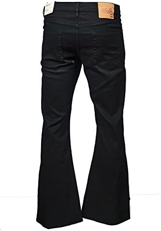 LCJ Denim Men's Flare Stretch Indie Retro Jeans 70s Bell Bottoms LC16 Black