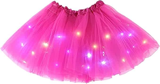 Photo 1 of Bybyseno Girl Tutu Skirt, Light Up LED Ballet Tutu Skirt 2-8 Years Fluffy Ballet Dress Up Costume for Kids Party 3-Layer Multicolor Tutu Skirts (Rose)