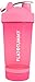 Flat Tummy Protein Shaker Bottle with Powder Storage - Pink Blender Bottle Shaker 20oz - Protein Mixer with Protein Shaker Ball - Cute Shaker Bottle for Women - Preworkout Bottle
