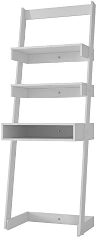 Ladder Bookcase in White with Brackets